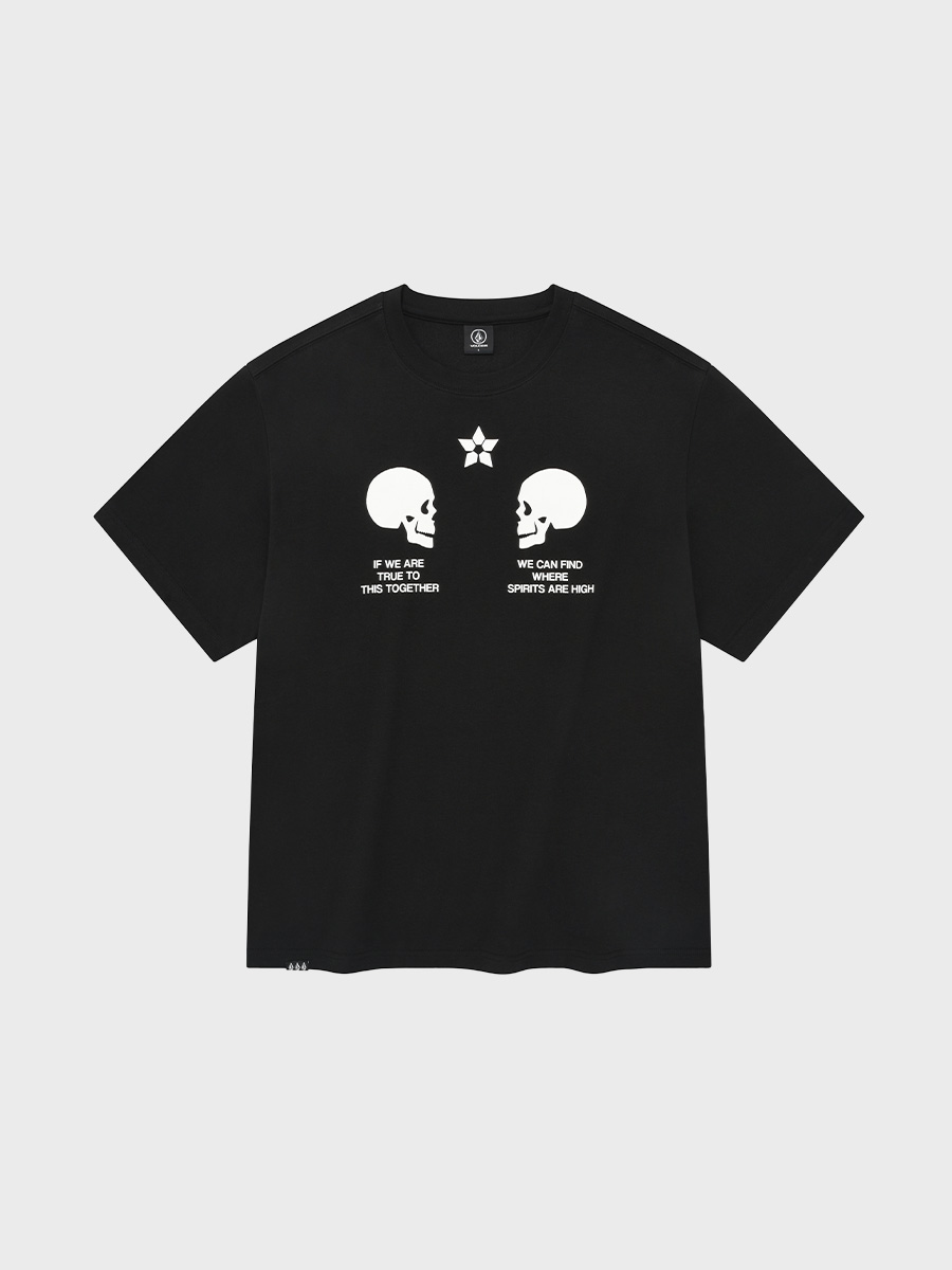 스컬 트윈 오버핏 반팔 티셔츠(블랙)