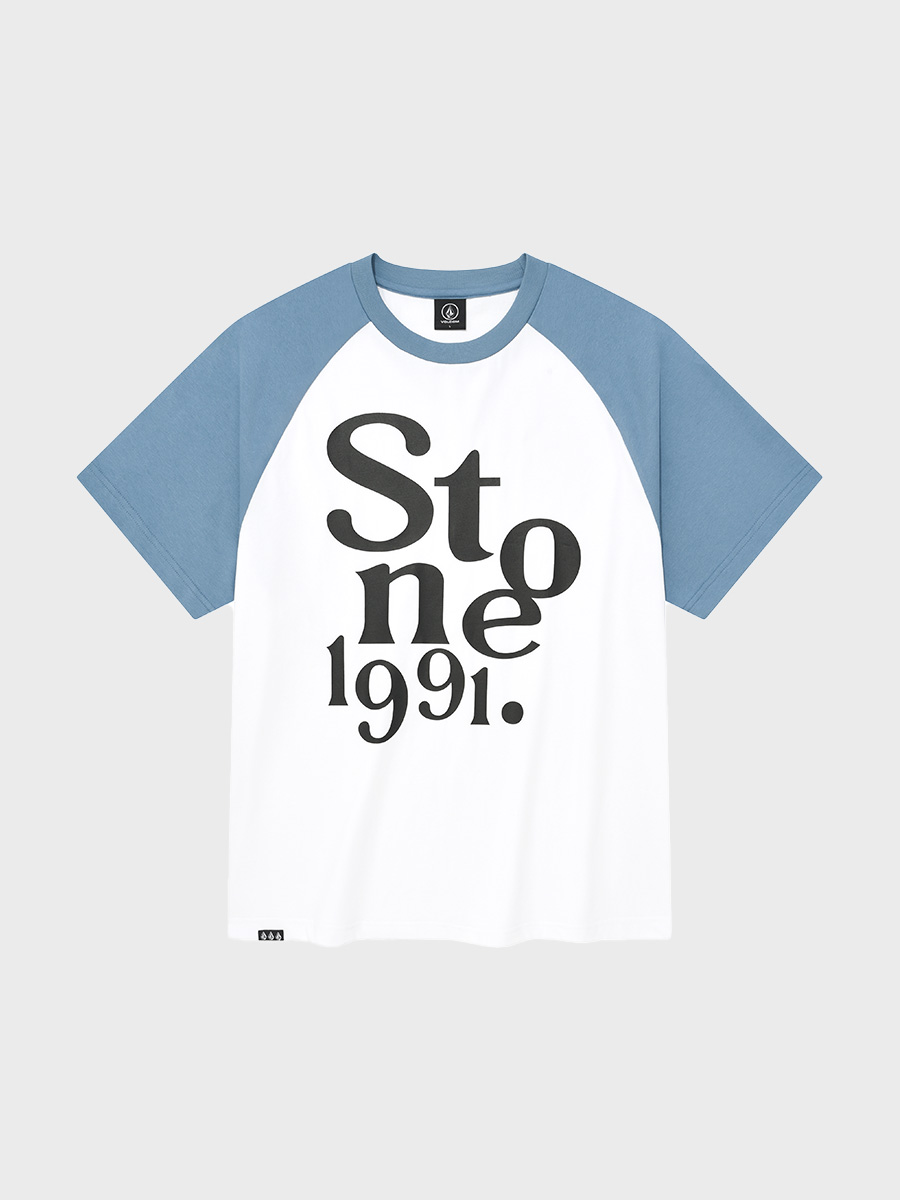 스톤 1991 라글란 오버핏 반팔 티셔츠(라이트 블루)