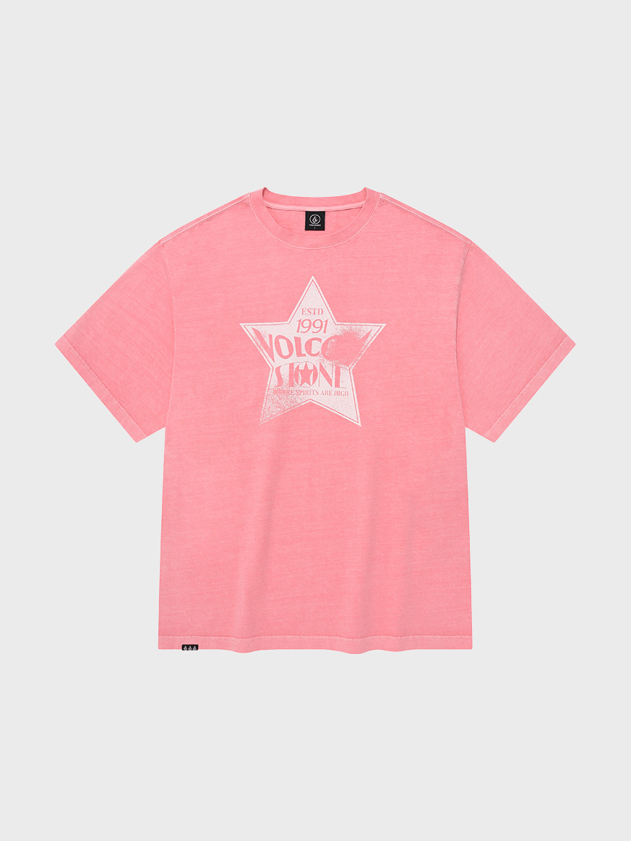 피그먼트다잉 스타 오버핏 반팔 티셔츠(딥 핑크)