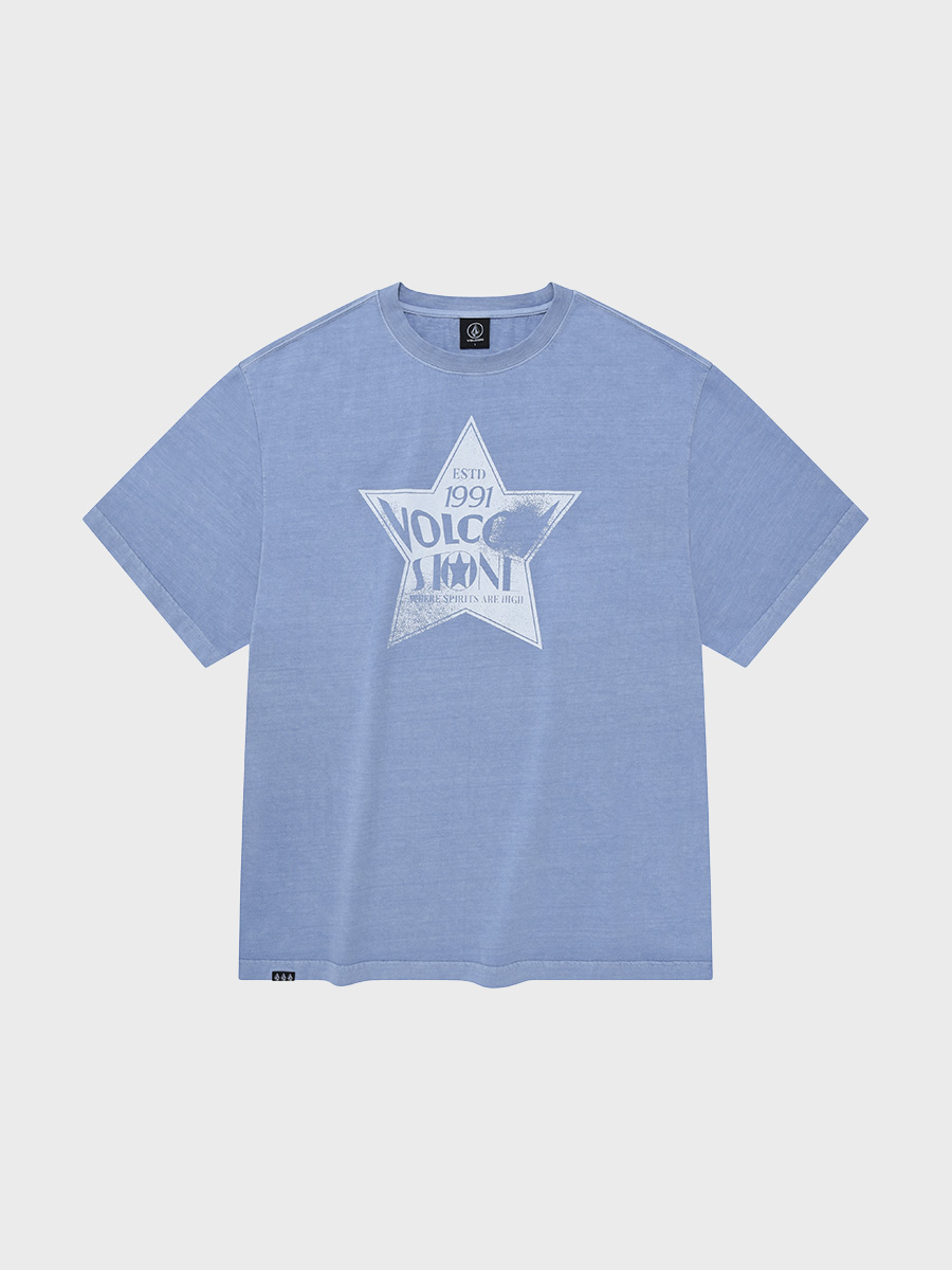 피그먼트다잉 스타 오버핏 반팔 티셔츠(차콜 그레이)